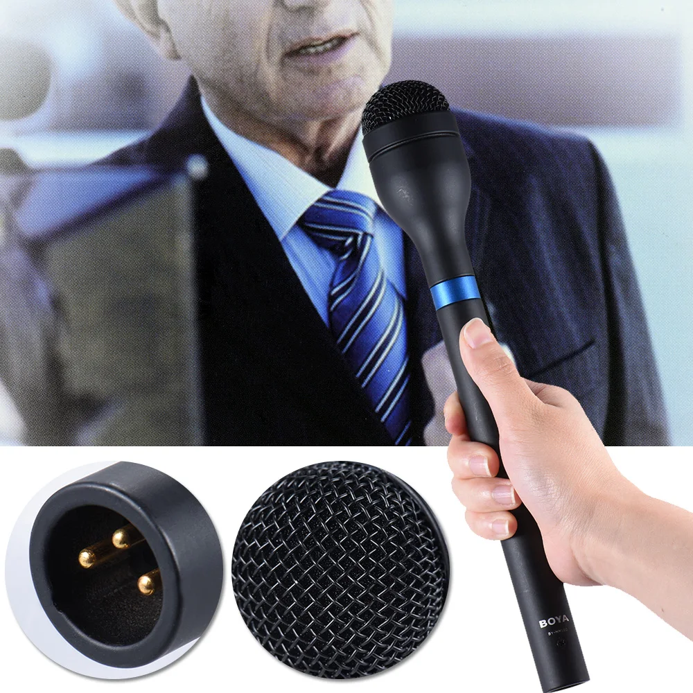 Микрофон BY-HM100 с XLR соединения прочного алюминиевого сплава и удлиненные ручки. |