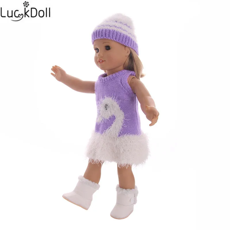 Вязаная вязаная кукла LUCKDOLL + шапка подходит для 18-дюймовых американских кукол 43