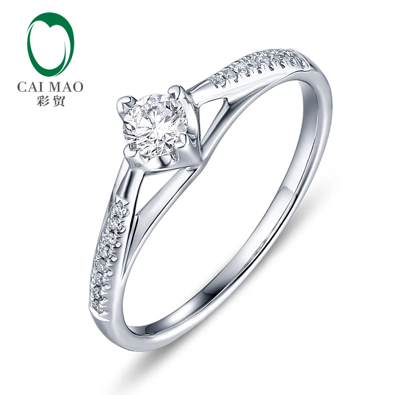 

CaiMao 0.18ct Natural Round F VS Diamond 14K White Gold Engagement Wedding Ring