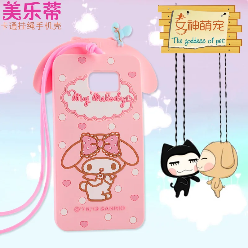 Милый розовый melody с веревкой Мягкий гель ТПУ кремния противоударный чехол для
