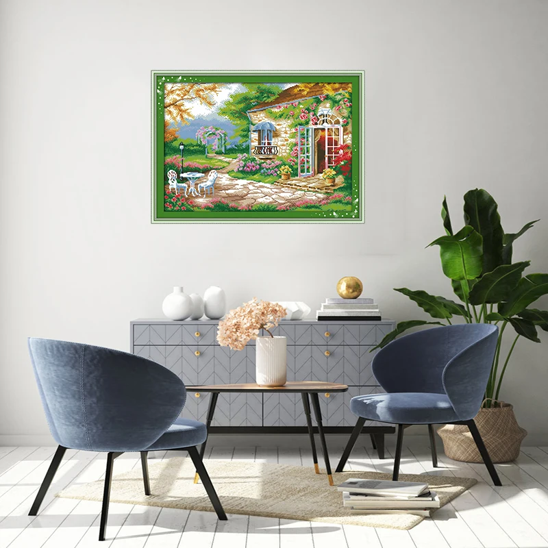 NKF Романтический садик за домом вышивка крестиком комплект продажа рукоделие
