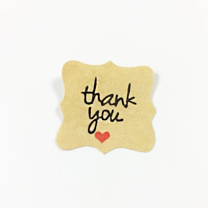 240 шт./лот Спасибо с красным сердцем наклейки из крафт бумаги для изделий ручной