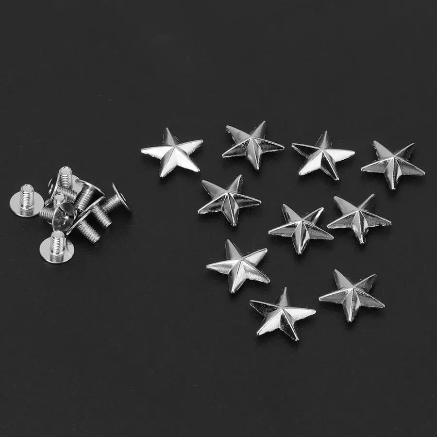 10 шт. металлические звезды шпильки заклепки Шипы винт для кожевенного ремесла