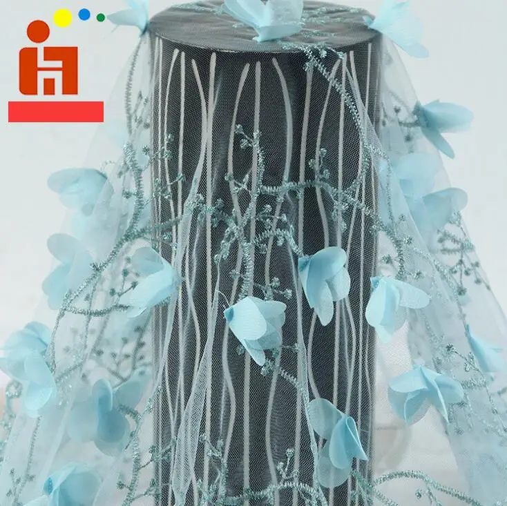 3 Meters 2017 Latest French Nigerian Laces Fabrics High Quality Tulle African Fabric Wedding Dress 3D Flower Lace | Дом и сад