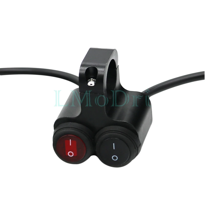 LMoDri Motorcycle Handlebar Switch 2 Control Buttons Motorbike 22mm 7/8" Bar Refit Switches ON/OFF Indicator - Цвет: R Black