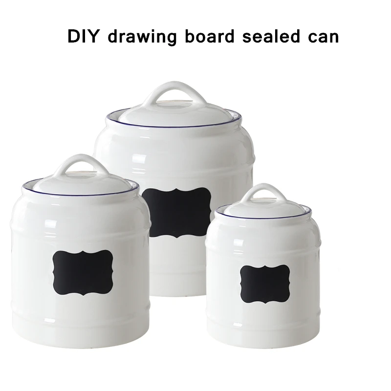3Pcs Direct sales Nordic home kitchen storage ceramic sealed cans storage tank milk powder tea coffee sugar honey pot kimchi jar