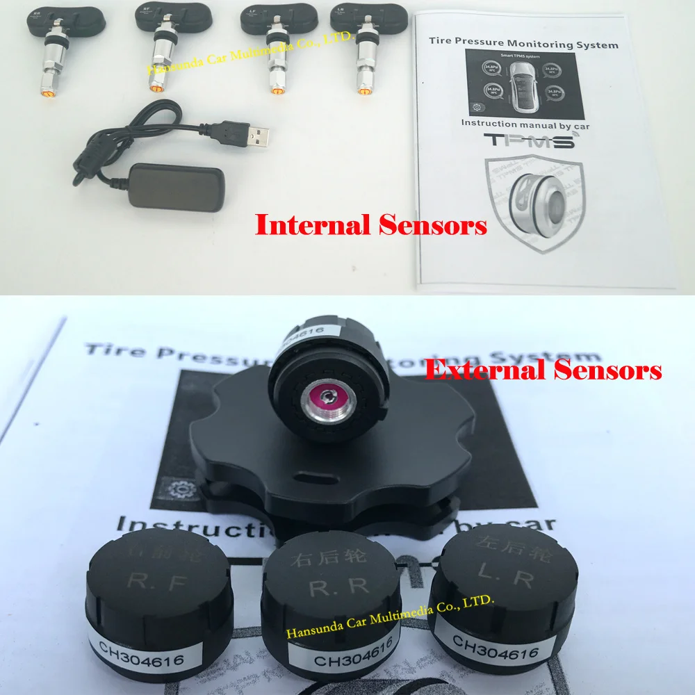 Система мониторинга давления в шинах TPMS equiment для автомобилей Android dvd 4 датчика