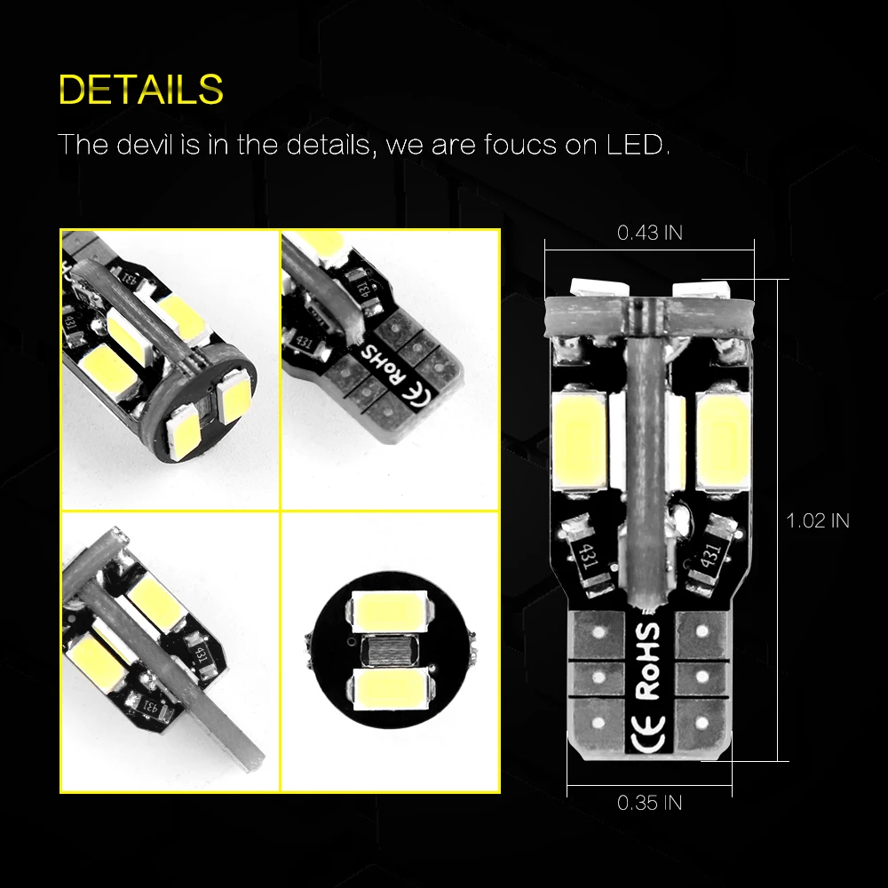 Bogrand 2 шт. автостайлинг 10SMD 5730 Canbus T10 светодиод без ошибок w5w 194 168 Автомобильная