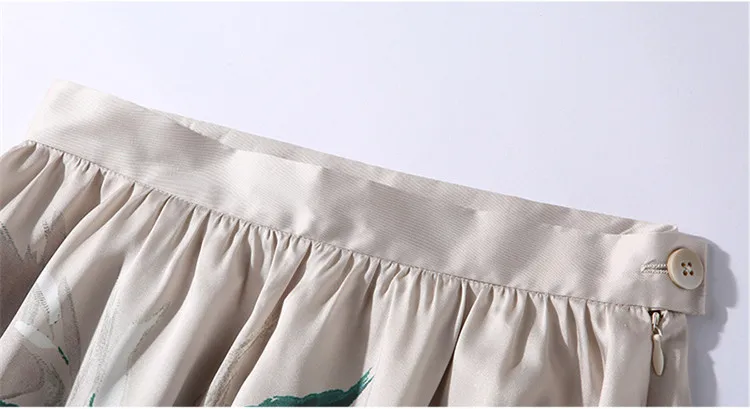 Женский комплект 2 шт. Цветочный принт юбка и трикотажные черновато зеленый