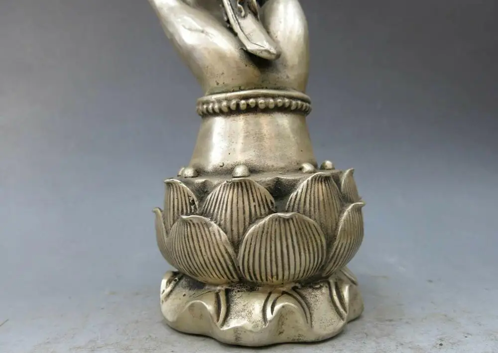 8 &quotКитай ручной работы серебряное гравированное как одно пожелание Kwan yin