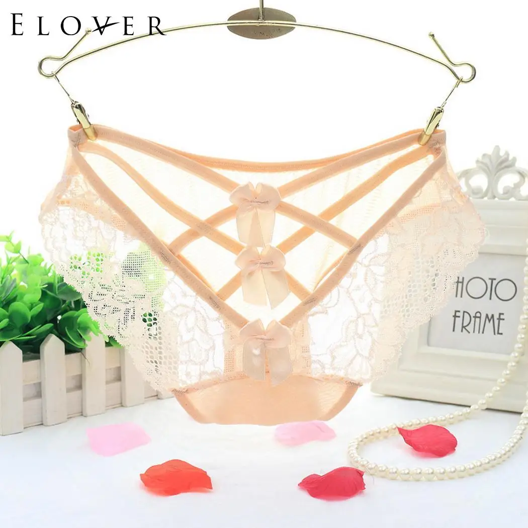 Женские кружевные трусики Elover с цветочным принтом и бантиком нижнее белье из