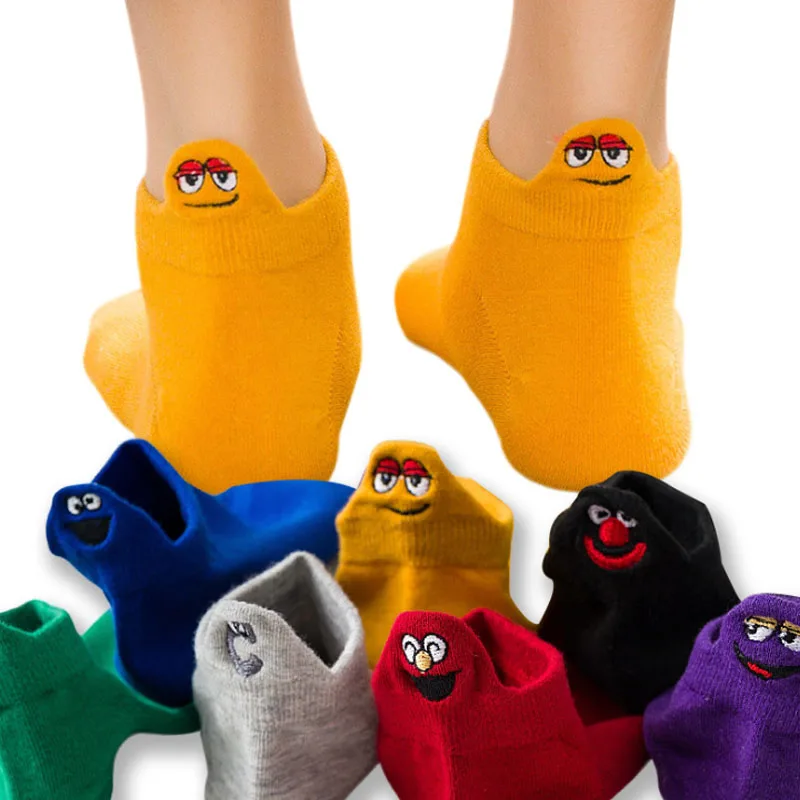 5 пар = 1 партия женские носки с вышивкой хлопковые Дышащие милые забавные