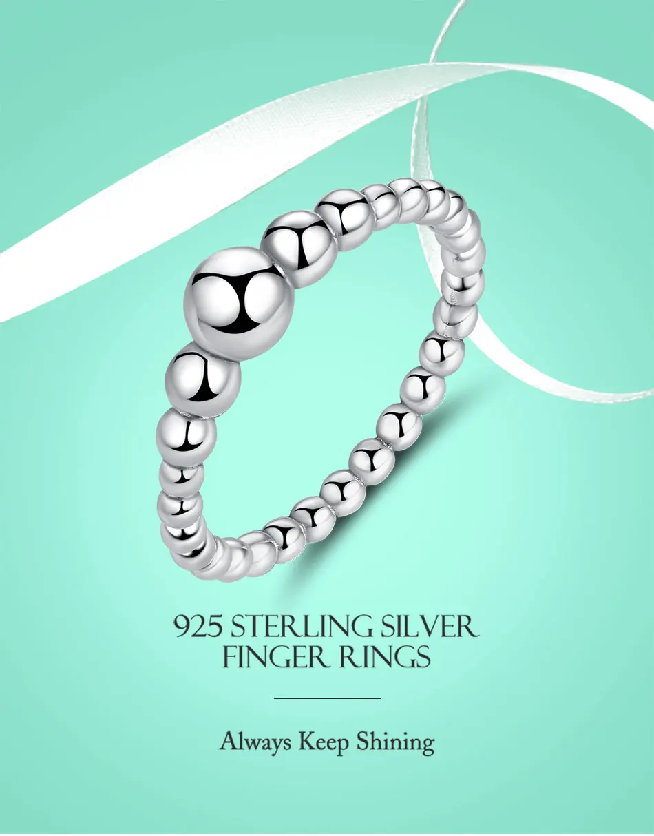 BELAWANG Authentic 925 Sterling Silver Stackable Round Geometric Finger Rings for Women Wedding Original Silver Jewelry