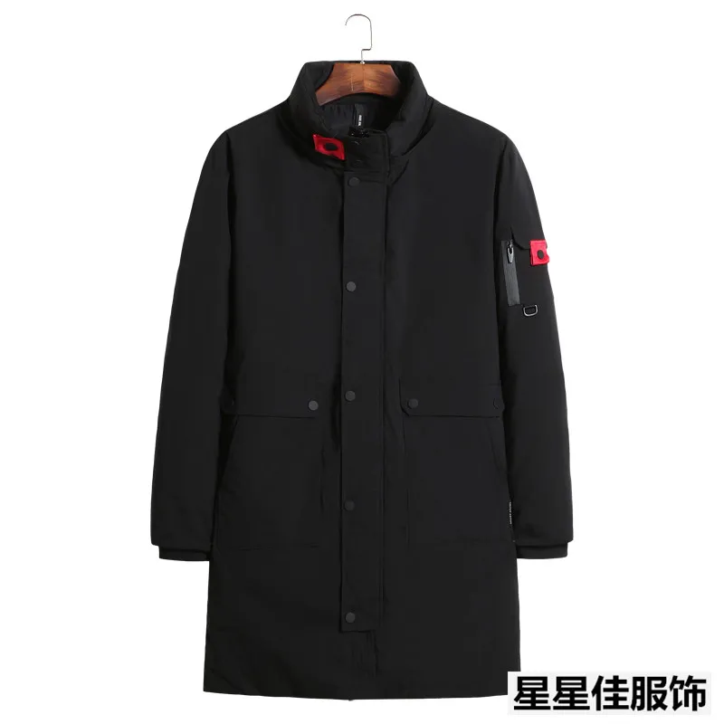 10XL 9XL 8XL 6XL зимнее мужское длинное пальто Изысканная Мужская однотонная парка с карманом на руку теплая Дизайнерская куртка из дышащей ткани с манжетами