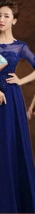 royal blue Vestido madrinha2019 новое из кружева, с вырезом на шее шифоновое, с рукавами до локтя линия Бирюзовый Розовый Фиолетовый королевский синий красное платье подружки невесты с длинными - Цвет: royal blue