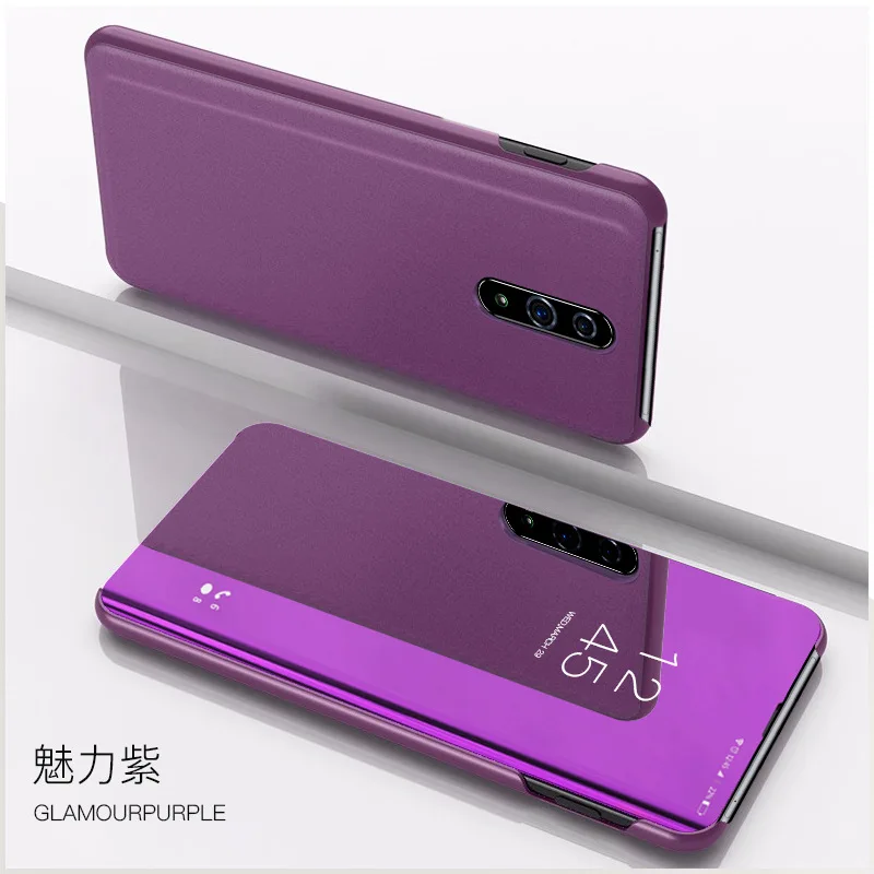 Фиолетовый Роскошный прозрачный зеркальный умный чехол для телефона Oppo Reno, кожаный флип-чехол для Oppo Reno F11 Pro, кожаный чехол с подставкой - Цвет: Фиолетовый