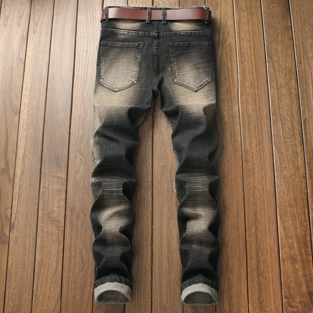 Мужские джинсовые брюки с принтом в винтажном стиле хип-хоп pantalones hombre поддержка