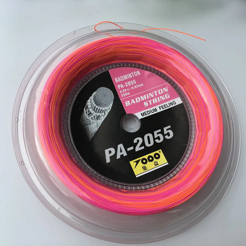 1 рулон 200 м Topo PA-2055 новые розовые и белые Струны для ракетки для бадминтона 0,7 мм Струны для бадминтона максимальное напряжение 28 фунтов