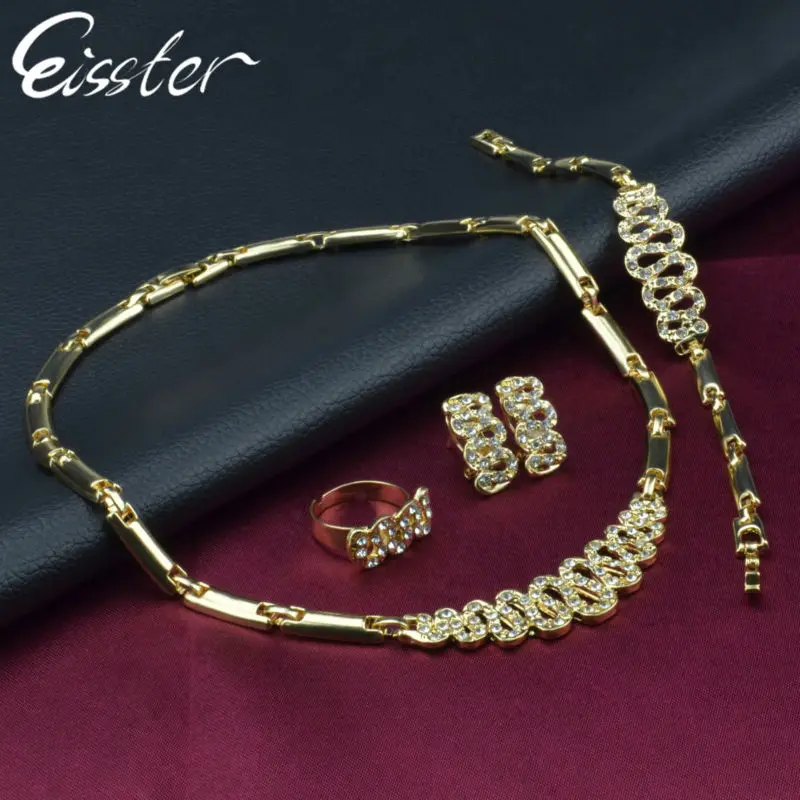 Eisster Women's African Beads Jewelry Sets Women Wedding Set 2017 New Ethiopian Gold Color Crystal Bridal Sieraden | Украшения и