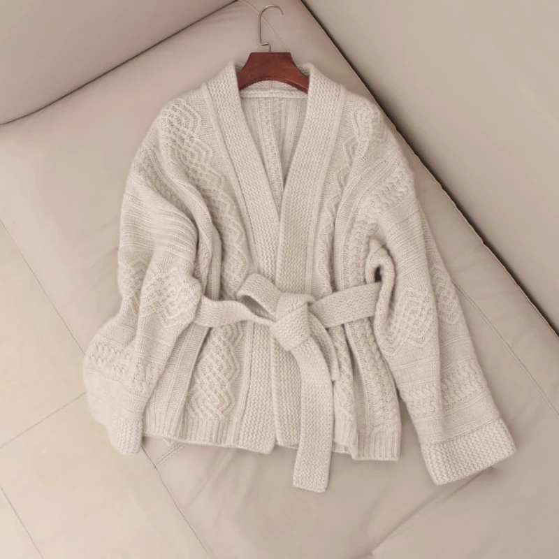 Роскошные весенне-осенние повседневные кардиганы для женщин натуральный