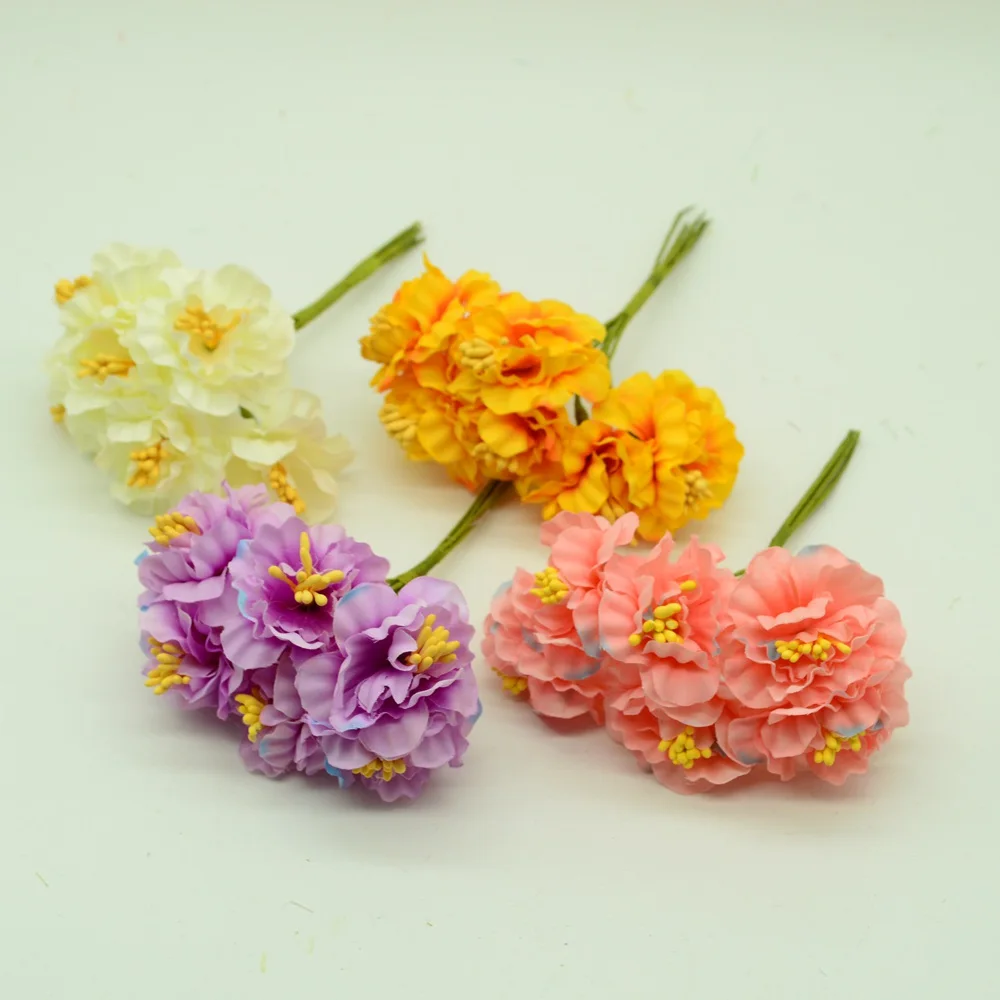6 шт. шелковые вишни stamen diy Рождественский венок Подарочная коробка искусственные