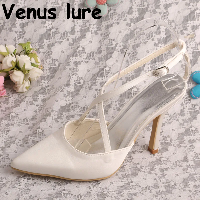 

Slingbacks Slippers Summer Shoes Women Sandals for Wedding Ivory Satin