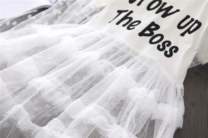 Летнее платье-пачка для девочек платье малышей детское vestidos Сетчатое с надписями