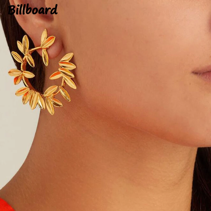 Серьги для Для женщин листья цвета: золотистый серебристый круглый нерегулярные