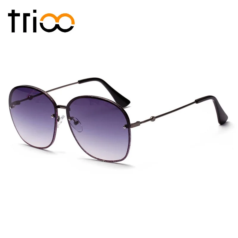 Trioo высокой моды Chic зеленый Для женщин солнцезащитные очки негабаритных большой кадр солнцезащитные очки женский Ясно Цвет объектив Lunette Gafas de sol