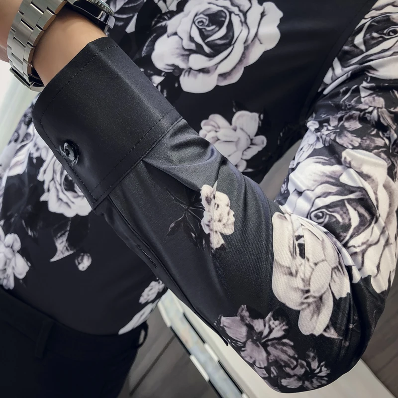 Мужская приталенная рубашка на пуговицах розовая с длинным рукавом для клубной