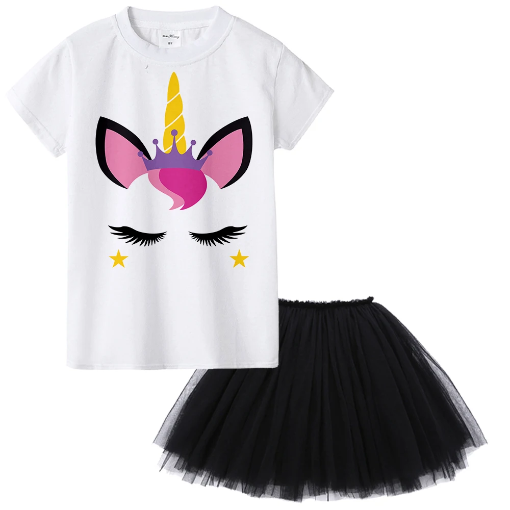 1-12yrs Teen Kids Pretty Little Girl Baby Unicorn Dress Summer Short Sleeve Mesh Tulle Princess Party Wedding Tutu | Детская одежда и
