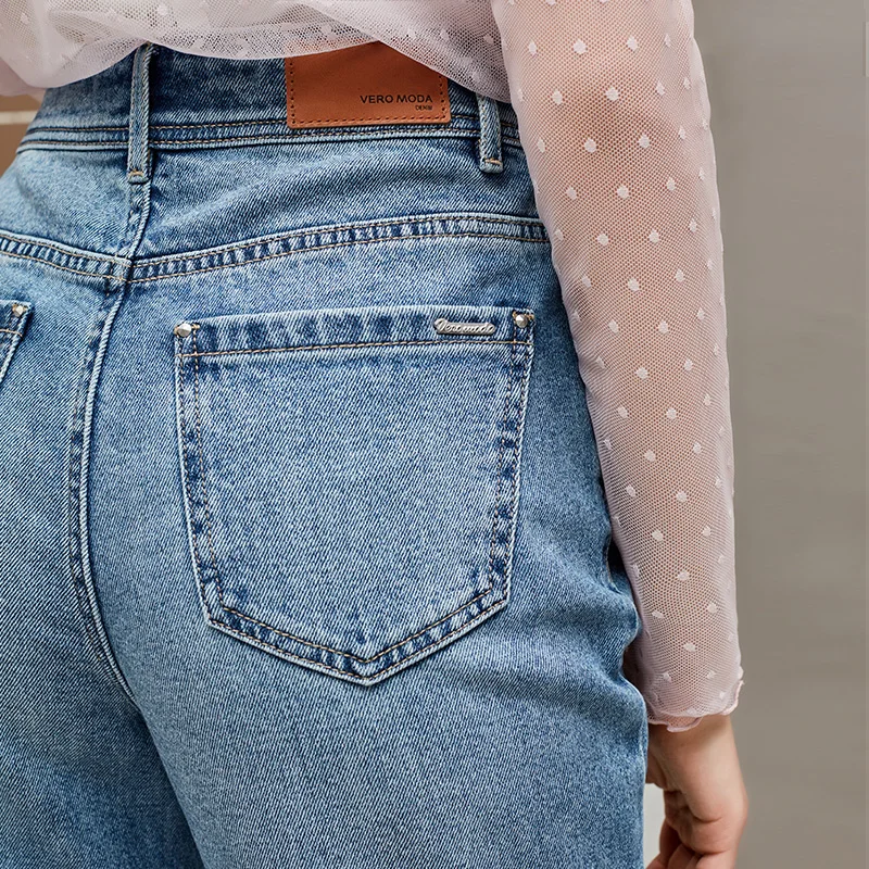 Vero Moda джинсы женские осенние укороченные джинсы с высокой талией и широкими манжетами | 318349546
