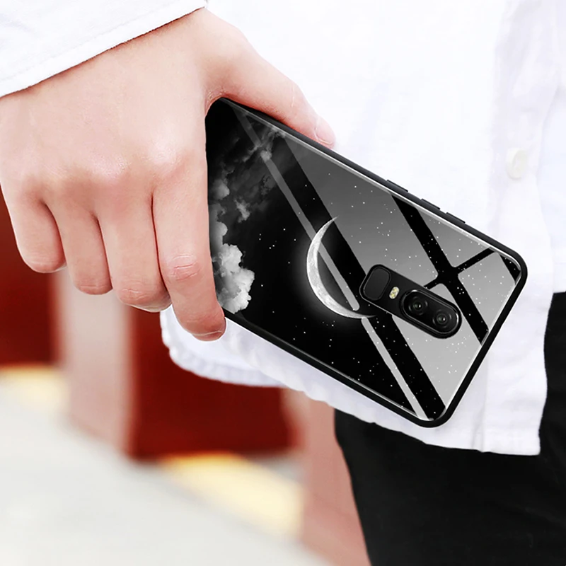 CHYI pattern case For oneplus 6 glass back cover Explosion-proof tempered full coverage shockproof one plus | Мобильные телефоны и