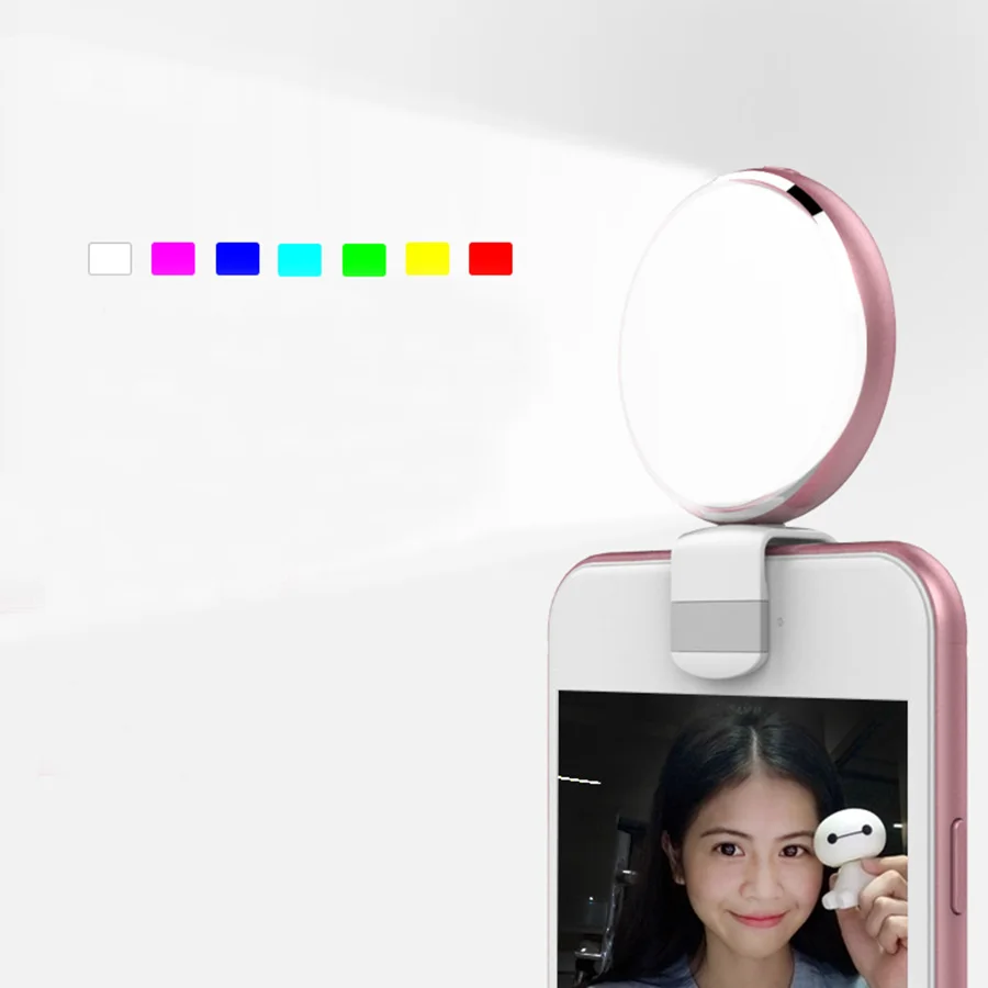 Цветная светодиодная лампа для селфи регулируемая подсветка iPhone Xiaomi Huawei