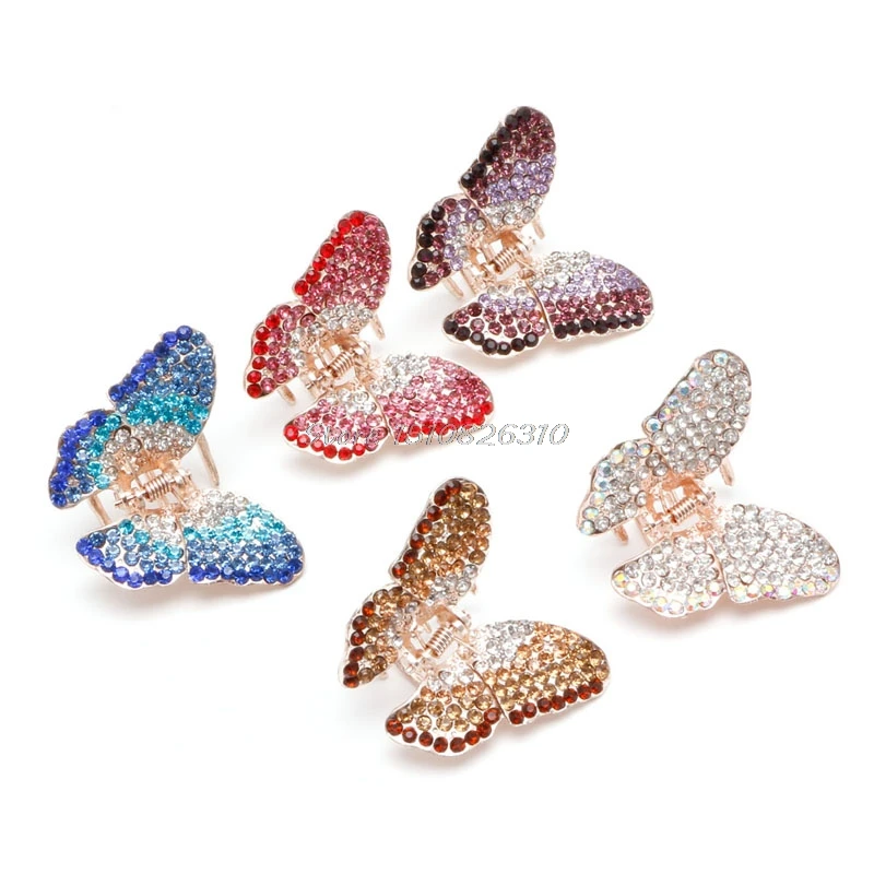 Elegant Women Girl Butterfly Claw Crystal Rhinestone Hair Clip Clamp Hairpin Jaw #Y207E# Hot Sale | Красота и здоровье
