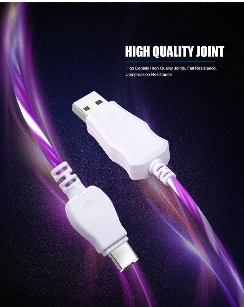 Светодиодный зарядный кабель Micro USB для samsung galaxy S5 S7 S6 LG huawei Xiaomi Redmi, длинный провод
