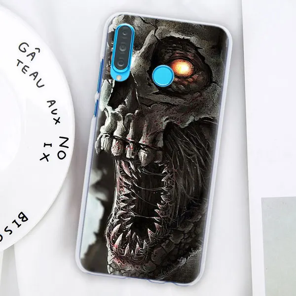 Мрачный смерть с косой Скелет Роскошный чехол для телефона для huawei P30 P30 Pro P9 P10 P20 Lite P Smart плюс вид 20 Жесткий задний Чехол бант - Цвет: 04