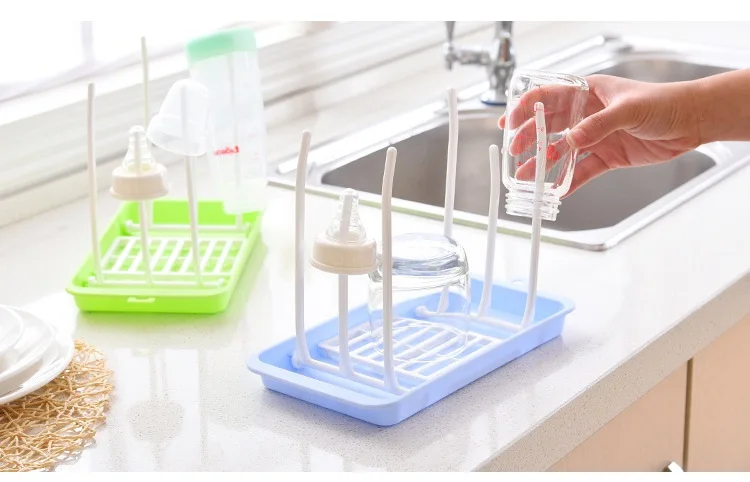 Bottle Dry Rack Baby Bottle Drain Drying Racks Blue Pink Baby Bottle Cleaning Dryer Drainer Drying Rack Feeding Cup Holder