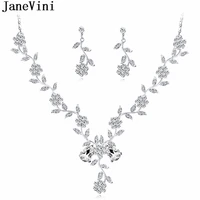 janevini luxury wedding bridal necklaces sets for brides fashion crystal rhinestones necklace silver plated accessories 2019