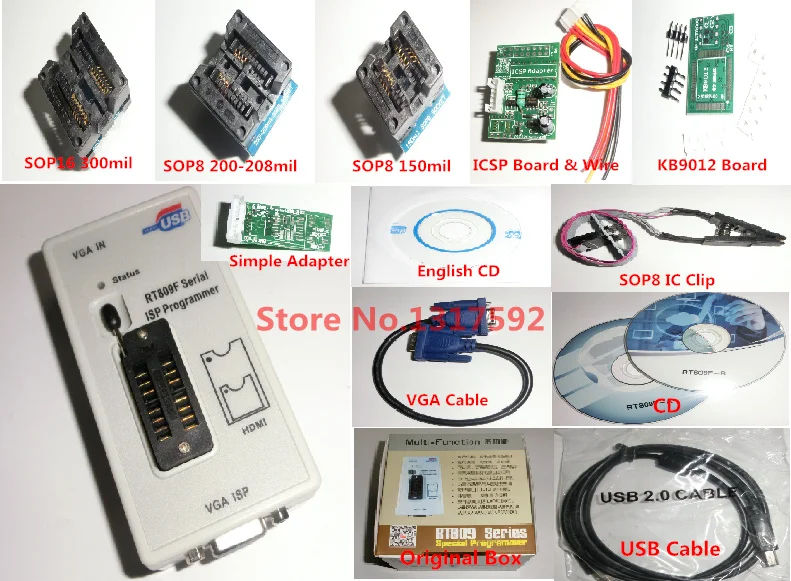 RT809F с 4 адаптерами + ICSP плата/ISP кабель SOP8 зажим бесплатная доставка | Электронные