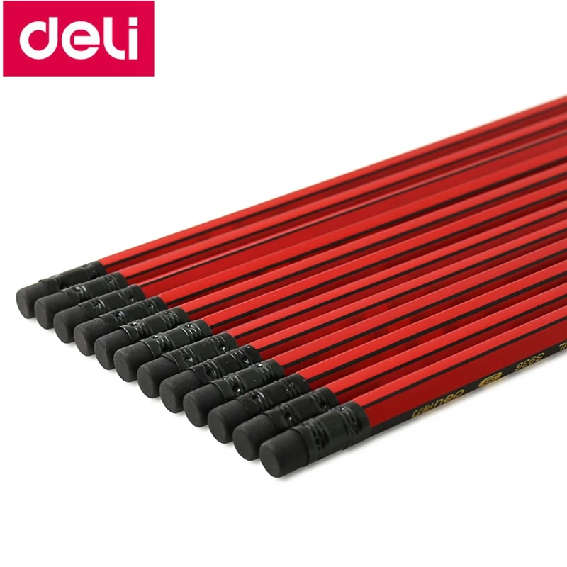 12 шт./кор. Deli карандаш HB 2B S935 S936 с ластиком нетоксичные Студенческие карандаши в