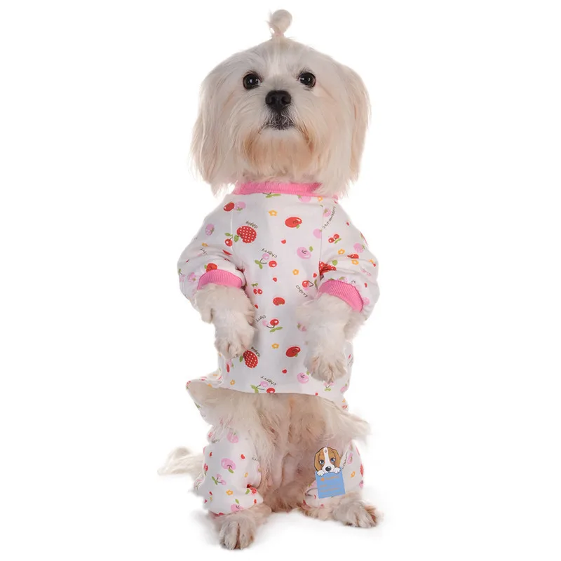 Cotton Jumpsuits Pink cherry pattern clothes for Pet Dog Cute Cherry Design Soft Cloth Puppy Clothing Clothes|dog puppy clothing|dog dogsjumpsuit dog