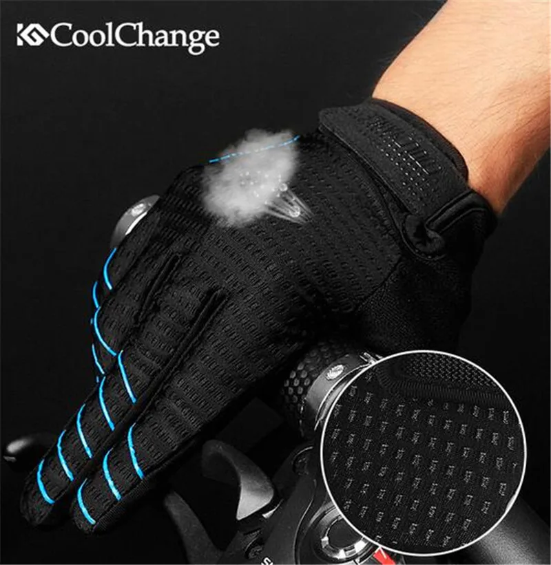 Велосипедные перчатки CoolChange губчатые с длинными пальцами спортивные для