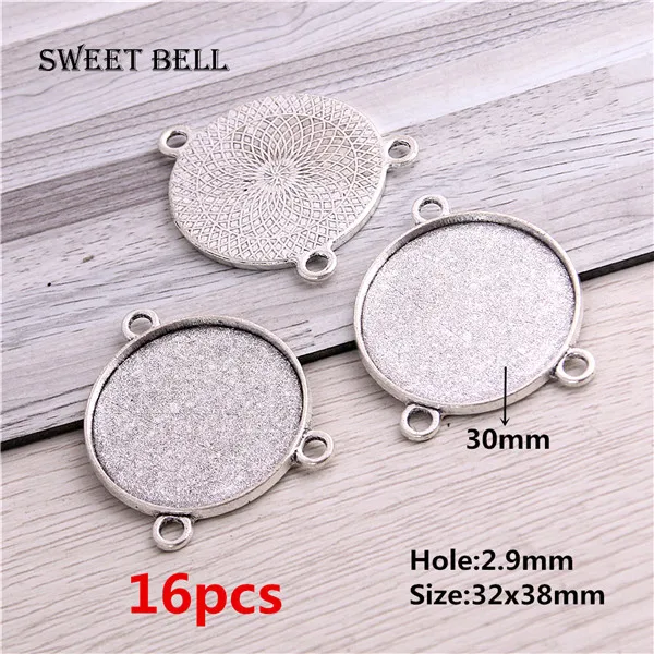 Сладкий колокольчик 8-40 мм Внутренний размер античный серебряный цвет покрытый три Висячие стиль кабошон основа Установка Подвески D6409