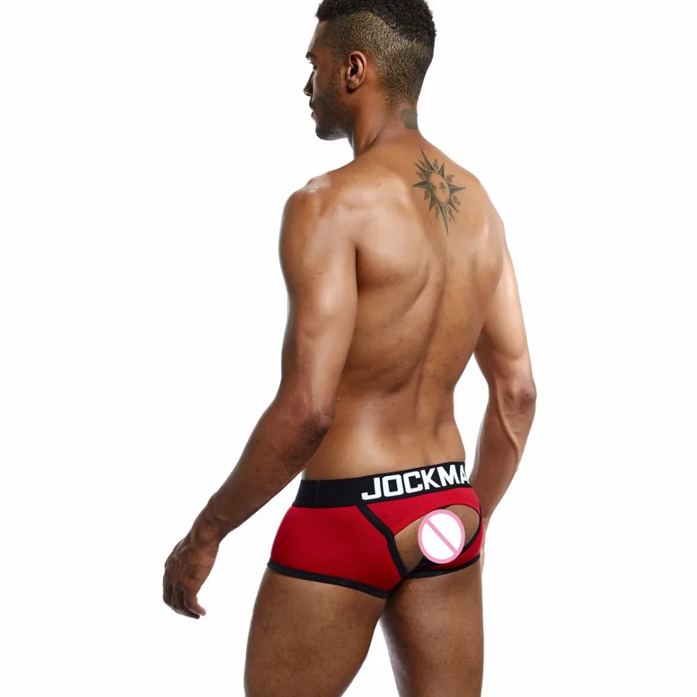 Бренд JOCKMAIL, мужское нижнее белье, боксеры, шорты, открытая спина, ягодицы, хлопок, сексуальное, открытая спина, гей, мужское нижнее белье, JockStrap cuecas, Гей Трусы