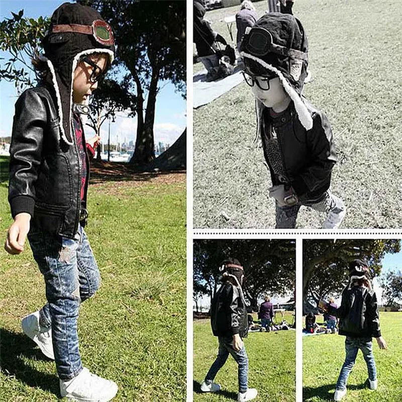 Горячая Распродажа Детская флисовая шапка авиатора для малышей теплая