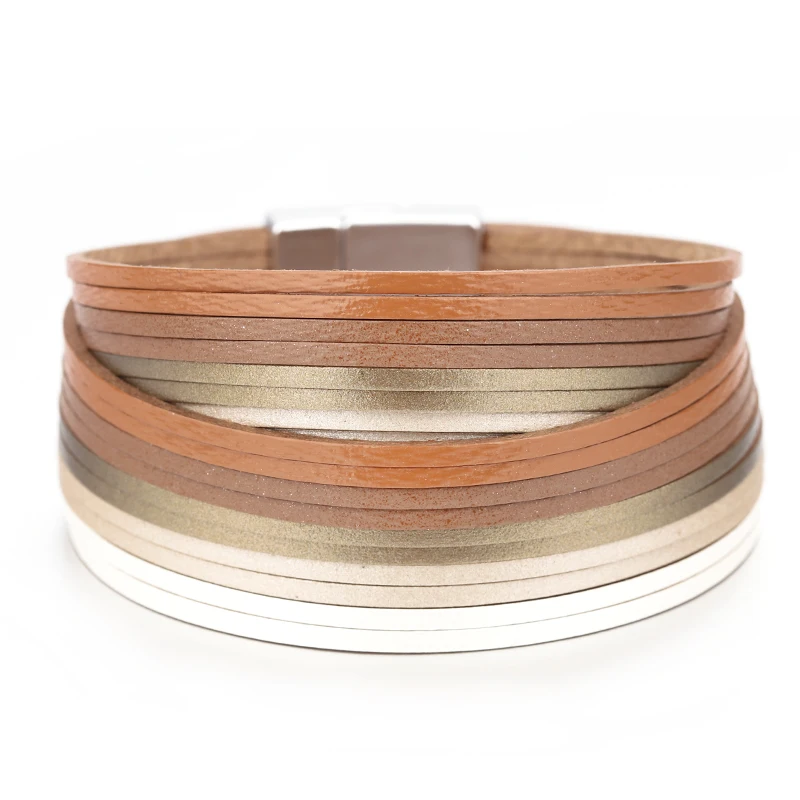 Женские кожаные браслеты ALLYES градиентного цвета в богемном стиле 20 полосок