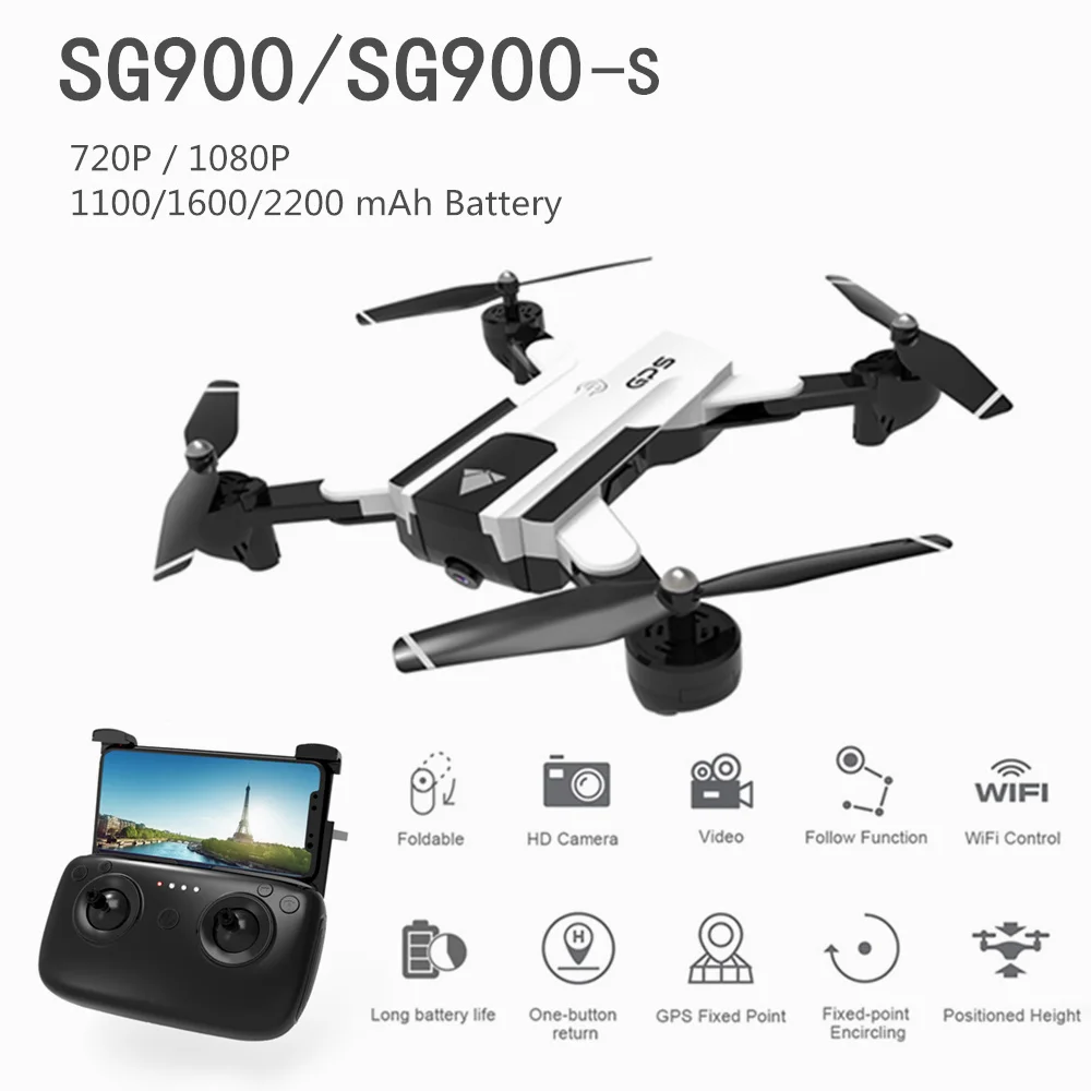 SG900 Дрон и S GPS с камерой HD 720P 1080P FPV Wifi Радиоуправляемый авто возврат следуй за мной