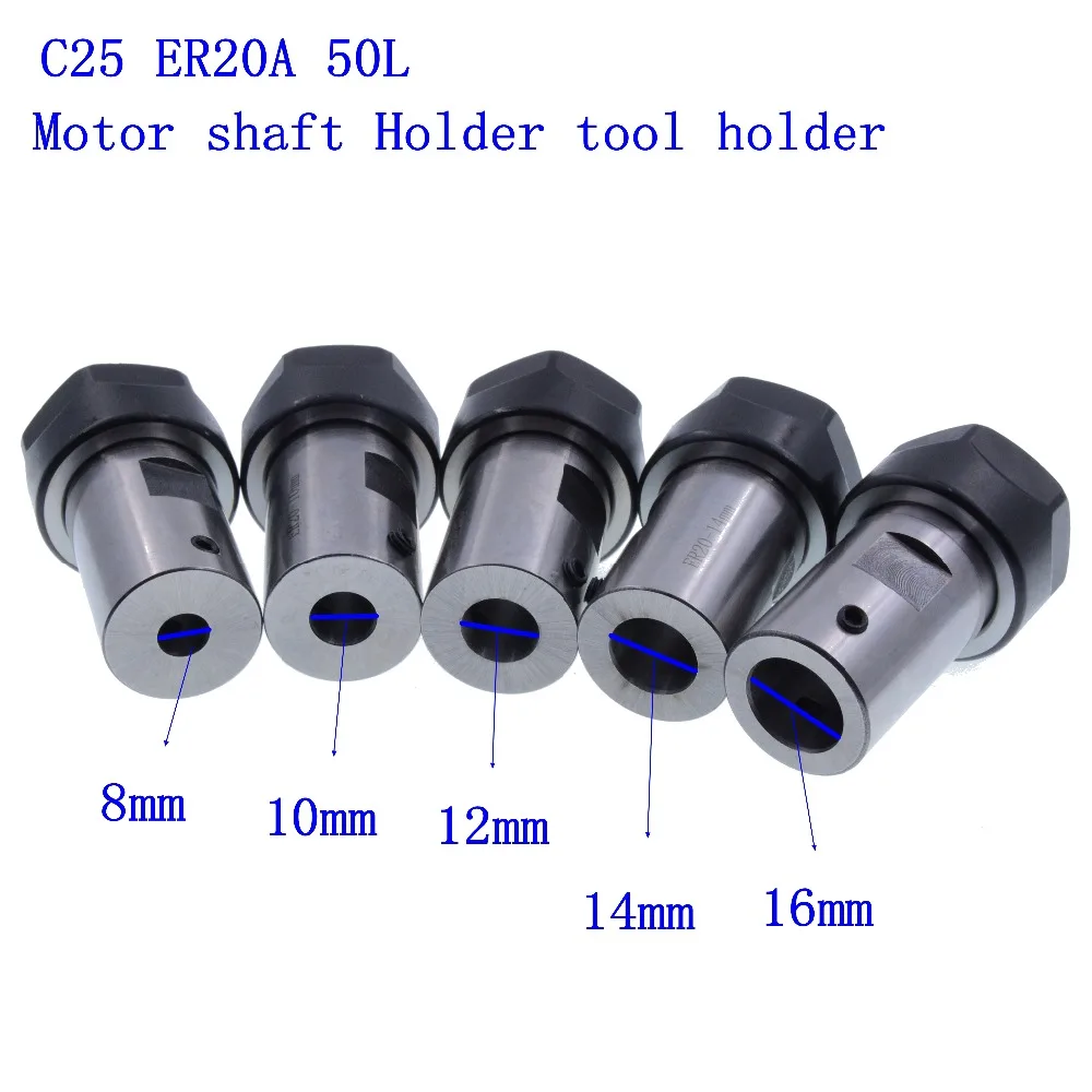 

C25 ER20A 8mm 10mm 12mm 14mm 16mm 50L Motor shaft Collet Chuck Extension Rod Holder tool holder