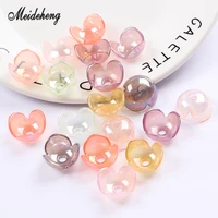 acrylic jelly color plating transparent flower beads three petals diy craft earring hair ornament beads for jewelry making